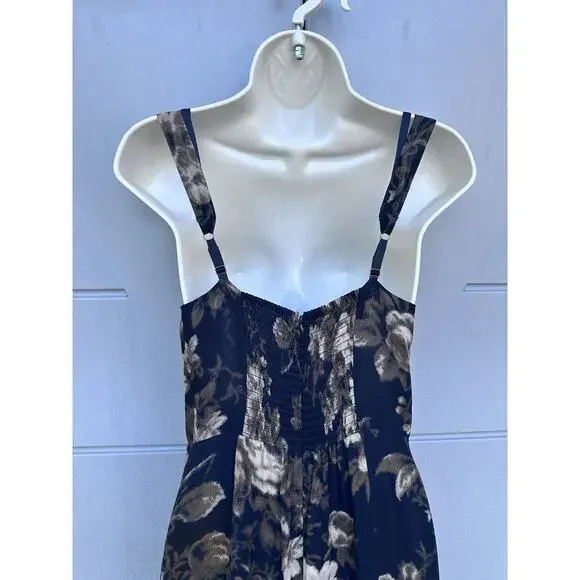 Reformation Irisa Black Floral Midi Dress Size 8 Ruffle Hem Lace Trim Grand Dame - Picture 13 of 16